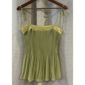Vintage Vanity Pleated Beaded Lace Baby Doll‎ Top Size Medium Festival Fairy